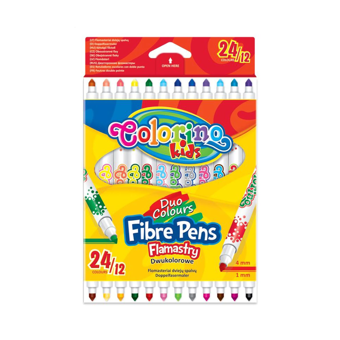 Набір двосторонніх кольорових фломастерів Colorino Kids Duo Colors, 24 кольори, від 3 років, 12 шт (32353PTR)